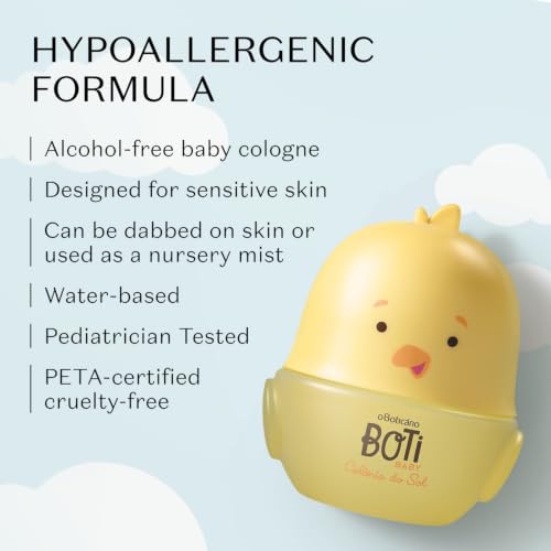 Image of O BOTICARIO Boti Baby Sun Kids Perfume, 3.3 oz | Alcohol-free calming lavender water-based baby perfume. Gentler after-bath ritual scent with drop applicator
