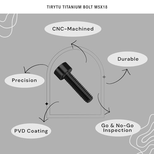 Image of Titanium Bolts M5x18, Black, 6PC | Lightweight Hex Socket Screws, MTB /Road Bike /Motorcycle, Corrosion Resistant, Marine Grade Fasteners