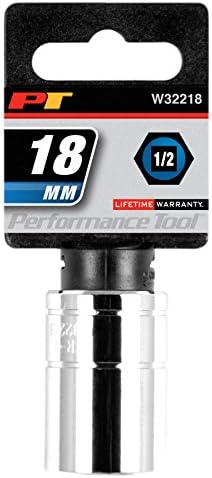 Performance Tool W32218 1/2 Dr 18mm 6Point Socket, 1 Pack