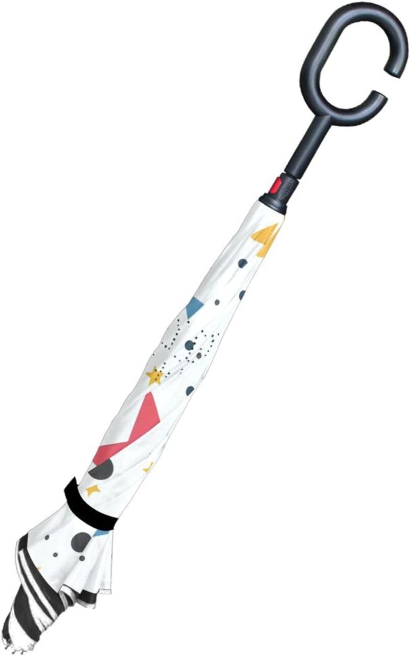 Polka Dots Stars Inverted Umbrellas for Rain Windproof Reverse Upside Down Golf Umbrella with C-shape Handle for Men Women