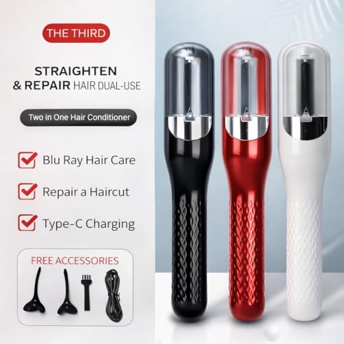 Image of ESCUCHA Cordless Split End Remover Trimmer | 2-in-1 Automatic Split End Cutter Ideal for Women | Split Ends Remover Tool for Frizzy, Dry, Broken & Curly Hair Types (BLACK)