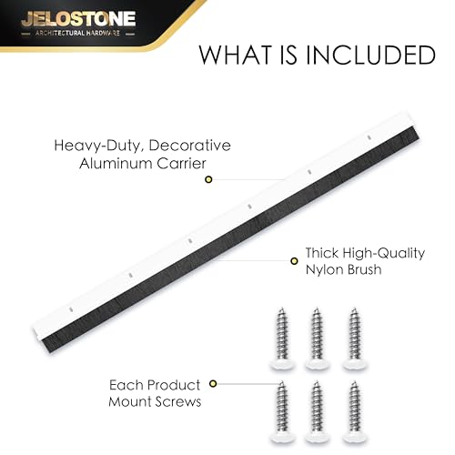 JELOSTONE 2 Pack – 36'' Premium Aluminum Door Sweep with Nylon Brush, Seals Gaps Up to 5/8", White Powder-Coated Aluminum Door Sweep, UL Fire-Certified, and Built for Long-Term Performance, JS-NB161 by JELOSTONE - Image 3