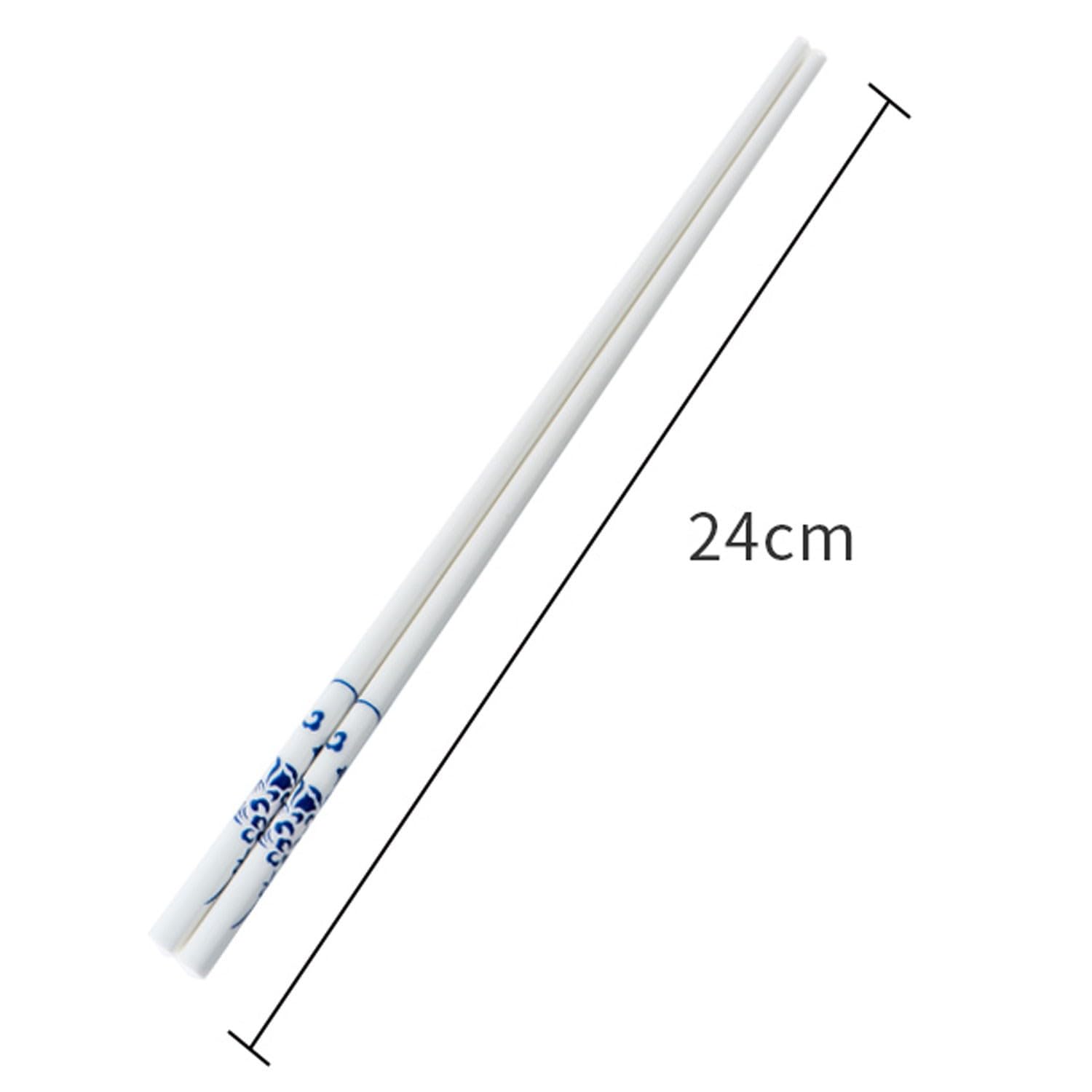 Baguettes en Bois, 24 cm, en céramique, Bleu et Blanc, pour la Maison(2 Paires 24cm)