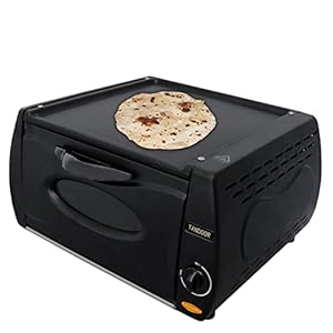 Tandooroven, mini-oven, voor pizza, chapati, roti, lahmacun, manakish, naan, brood, elektrische tandoori, keukenapparaat, bakplaat aan bovenzijde, aluminium, glas, ook voor afhaalrestaurants