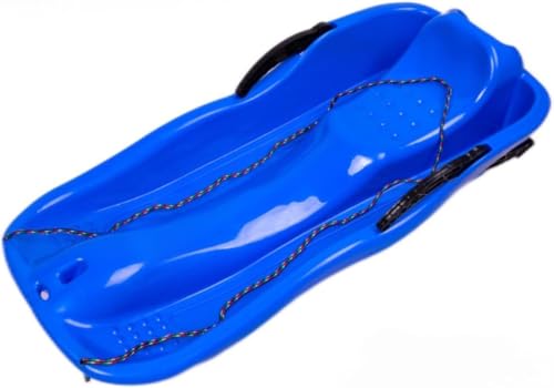 Wunnicx ポータブル冬用雪そり 子供用そり ブレーキハンドル付き 2人用そり 草スキー 屋外 庭 庭用 楽しいおもちゃ トボガン ローズレッド (ダークブルー)