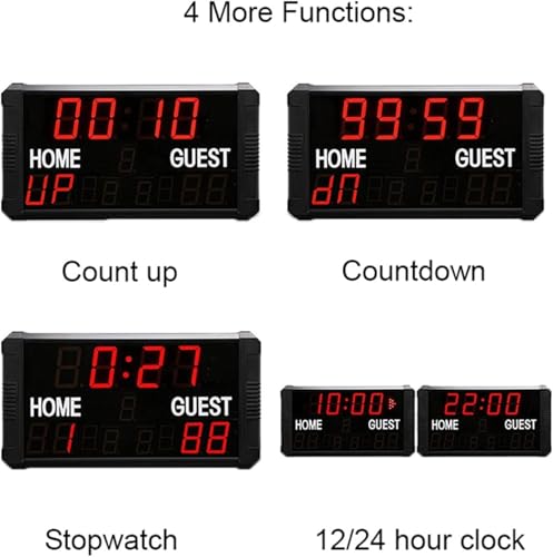 Marcador digital con zumbador y control remoto para partidos de baloncesto y fútbol 6