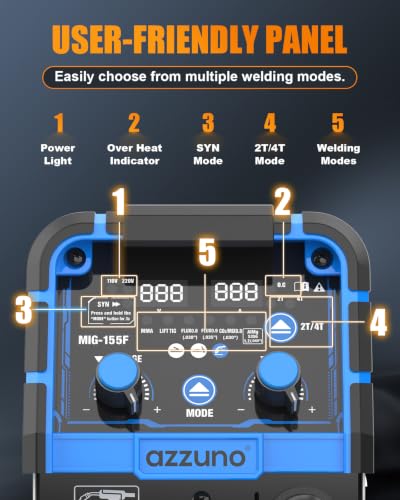 Image of AZZUNO Aluminum MIG Welder 155A, 110V /220V 5-in-1 Wire Feed Welder