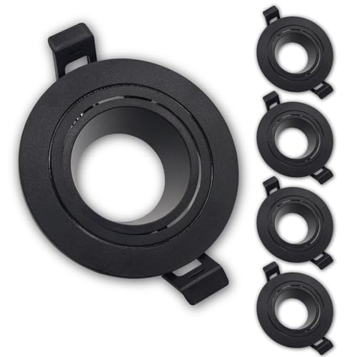 LED ATOMANT Pack 5x Marco Foco Empotrable GU10 Negro, Aro Downlight Soporte Redondo Bombilla LED GU10, Orientable hasta 30º