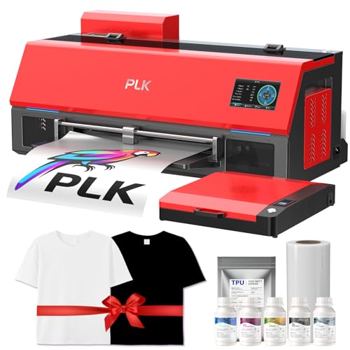 Image of PLK A3 Plus XP600 DTF Printer, Double-Speed Than L1800 /L805, 4.5'' Touch Screen, Auto-Cleaning, Dual White Ink System, Film-Cutter, Apparel Printer Machine, 2-Year Ink Included