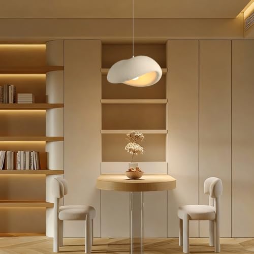 Suspension moderne wabi-sabi beige pour harmoniser un éclairage de salon