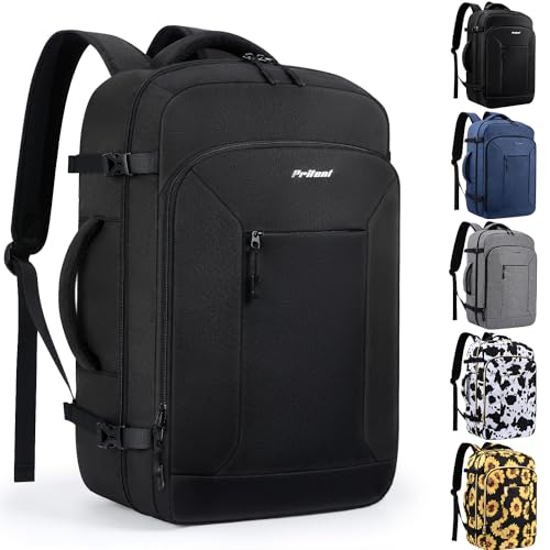 Pritent Travel Backpack for Women/Men,Waterproof Carry On Backpack with Laptop Compartment,Travel Essentials Backpack for Traveling,Business Hiking,Casual,Gym(Black)