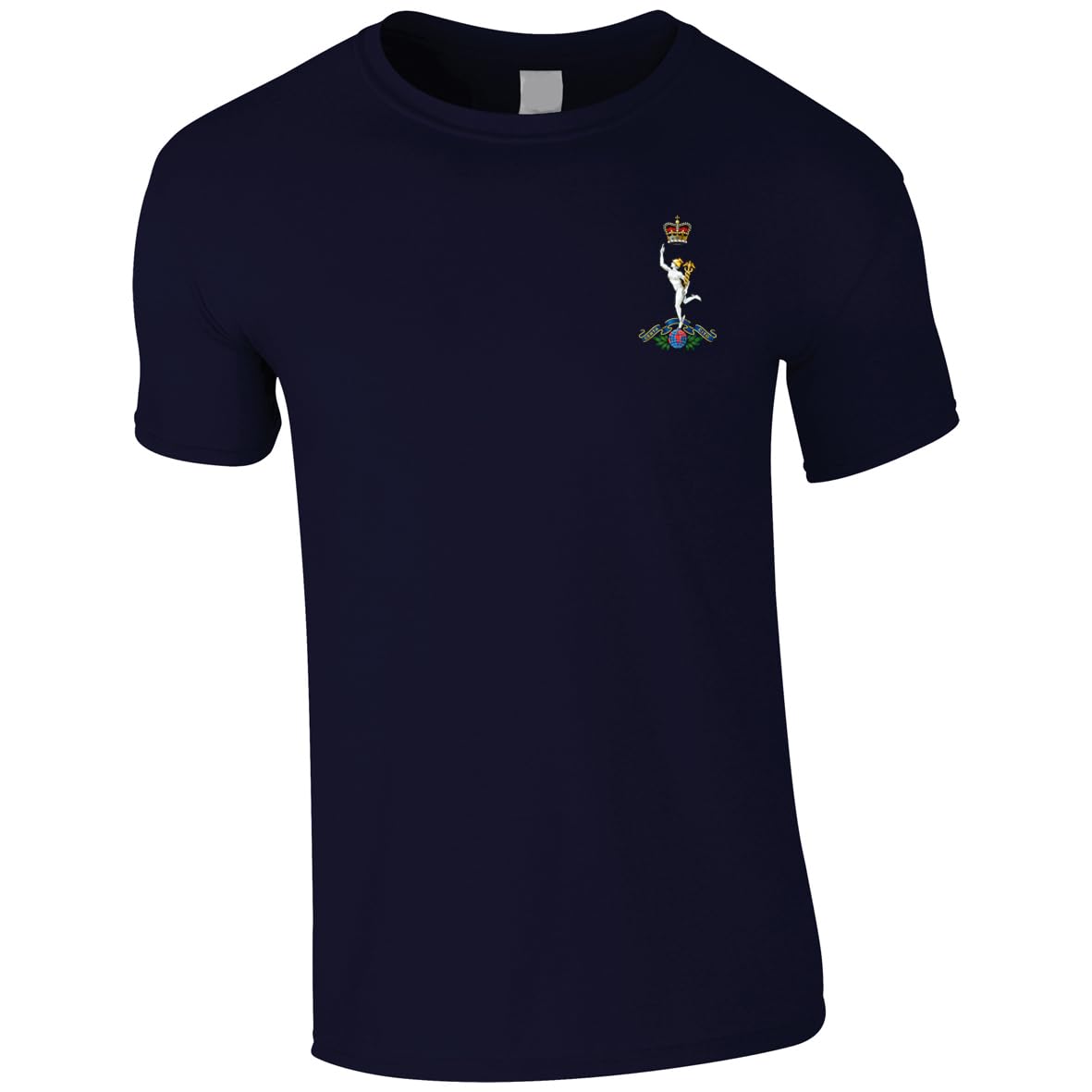 HiViz Kings Embroidered Royal Corps of Signals Royal Signals Men's Tshirt British Army Insignia MOD Embroidery ** 9 Colours Available ** (UK, Alpha, L, Regular, Regular, Navy)