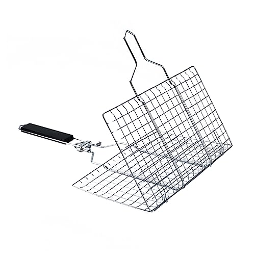 Toddmomy Bbq Mesh Handle 1pc Barbecue Grilling Basket Stainless Steel Basket for Outdoor Camping Home Baking