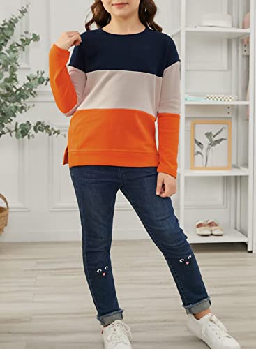 Image of SELINK Girls Big Kids Long Sleeve Striped Color Block Pocket Tees