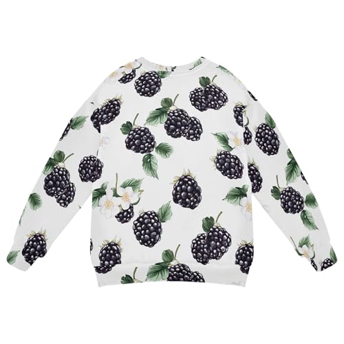 JUNZAN Beauty Blackberries Fruit White Big Girls Hoodie Sweatshirt Fleece Fall Tops Shirts Athletic 4T2