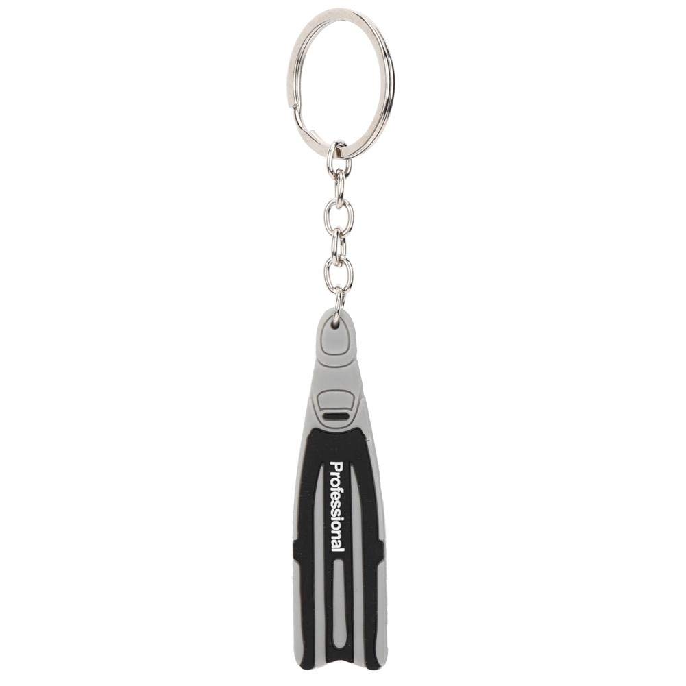 Vbest life PVC Diving Theme Key Ring with Key Chain Mini Unique Flipper Shape Keychain Fin Keyring Gift(Gray)
