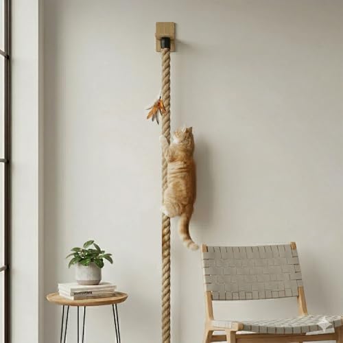 Cuerda de Escalada para Gatos, Escalera de Pared, Sisal Natural miniatura 1