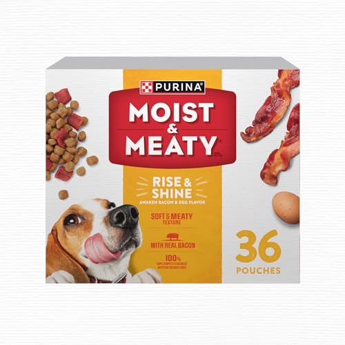 Purina Moist and Meaty Rise and Shine Awaken Bacon and Egg Flavor Soft Dog Food Pouches - 36 ct. Box