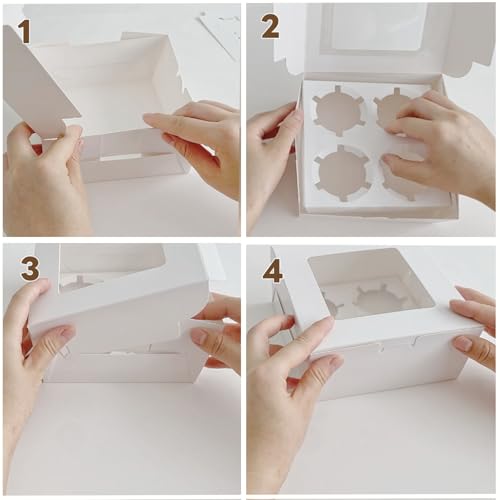 Cupcake Boxes 4 Count 30 Pack – Secure & Stylish Window Packaging to Protect and Showcase Your Baked Goods - Image 6