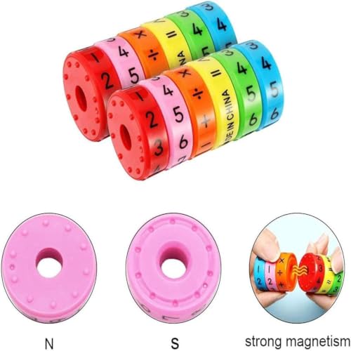 Image of Magnetic Arithmetic Learning Toy for Kids Ages 7-10, Colorful Rotating Maths Puzzle Game for Addition, Subtraction, Multiplication and Division Practice at Home or School