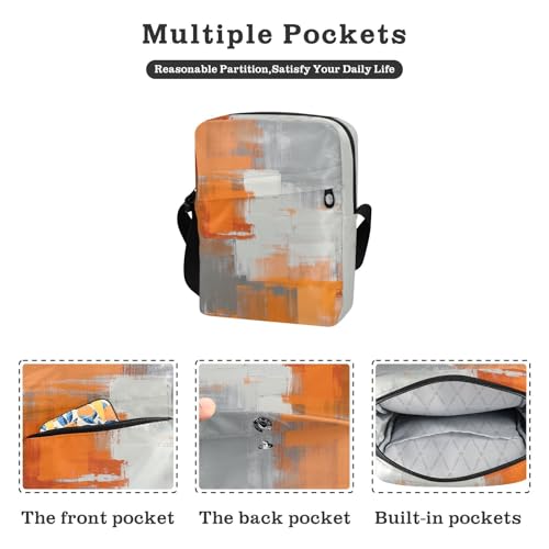 Orange White Gray Ink Art Painting messenger bag crossbody Crossbody Bags For Women Womens Fashion Purses Adjustable Strap for work business2