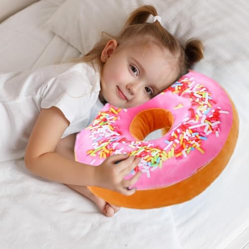 Donut-Plüschkissen – großes, rundes Donut-Kissen, süßes Leckerbissen für Kinderzimmer, verspieltes Bodenkissen, gemütliches Lesen, Raumdekoration, für Liebhaber