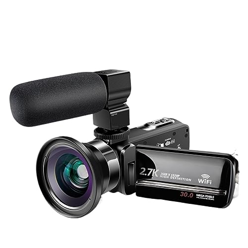 vlog J HD fW^ rfI J ^b` XN[ԊOiCg rW Wifi BJ DV rfIJI[C }V(Black+Microphone+Wide Angle Lens)