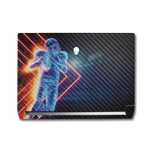 Image of MightySkins Carbon Fiber Skin Compatible With Alienware M17 R5 (2022) Full Wrap Kit - Glow Football | Protective, Durable Textured Carbon Fiber Finish | Easy To Apply & Change Styles | Made in the USA