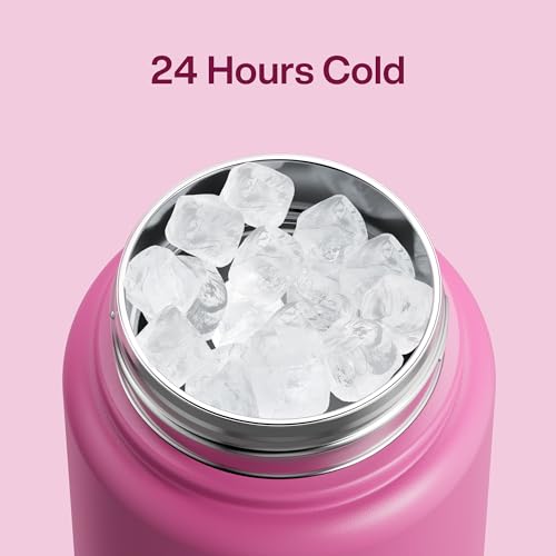 Image of ENCOOL Insulated Water Bottle with Straw Stainless Steel Water Bottle, Leak-Proof, BPA-Free, Double Wall Vacuum Keeps Cold for 24 Hours for Sports, Travel, School (32 oz, Turkish Rose)