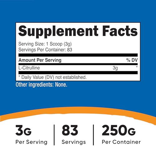 Image of Nutricost Pure L-Citrulline (Base) Powder 250 Grams (Pack of 2)