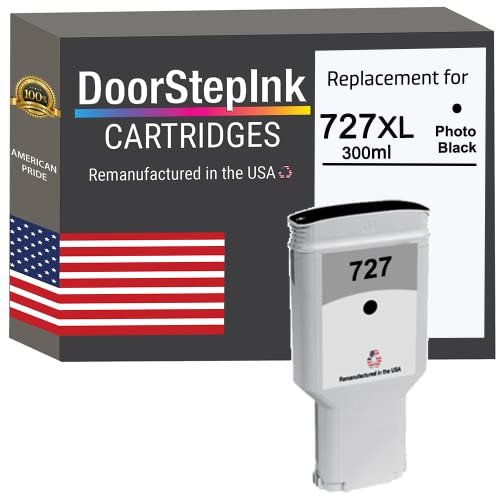 DoorStepInk Remanufactured in The USA Ink Cartridge Replacements for HP 727 300ml Photo Black F9J79A for Printers DesignJet T1500 T2500 T920 -  DSI-HP727PK-300ml-FBM