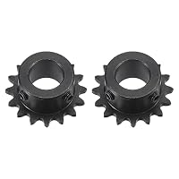 sourcing map #25 Kette Rolle Zahnrad 15mm Bohrung 1/4\ Abstand 16 Zahn Einzeln Strand Kette Ritzel C45 Karbonstahl 25 Rolle Kette Ritzel mit Set Schrauben für ISO 04C Kette 2 Stück