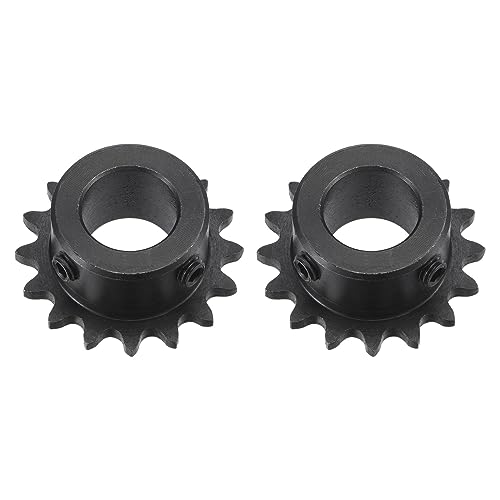 sourcing map #25 Kette Rolle Zahnrad 15mm Bohrung 1/4 Abstand 16 Zahn Einzeln Strand Kette Ritzel C45 Karbonstahl 25 Rolle Kette Ritzel mit Set Schrauben für ISO 04C Kette 2Stk