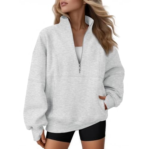 AUTOMET Womens Quarter Zip Oversized Sweatshirts Teen Fleece Pullover Hoodies 2026 Mock Neck Sweater Fall Workout Jacket