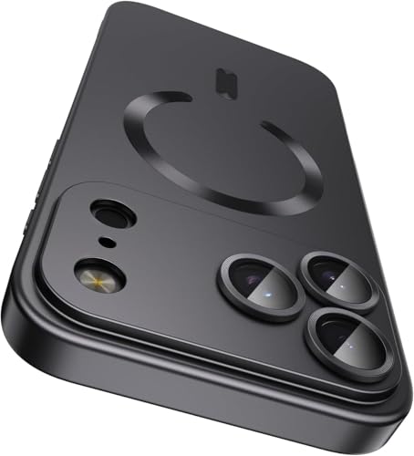 Image of DIZORO Magnetic Case for (iPhone 17 Pro) Case [Compatible with MagSafe][Built-in Camera Lens Protector] Slim Soft Silicone Bumper Shockproof Metallic Luster Back Cover Phone Case - Black