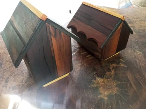 Casinha de Pássaros em Madeira de Lei, 2 Tamanhos, Canela Preta e Peroba, para Calopsita e Agapornis