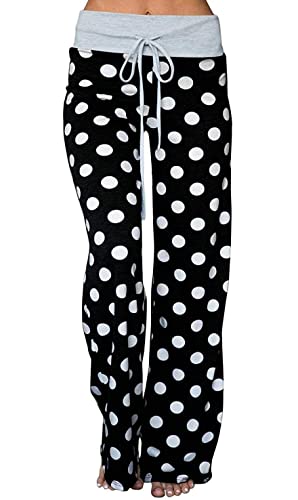 Image of iChunhua Women's Comfy Stretch Floral Print Drawstring Palazzo Wide Leg Lounge Pant
