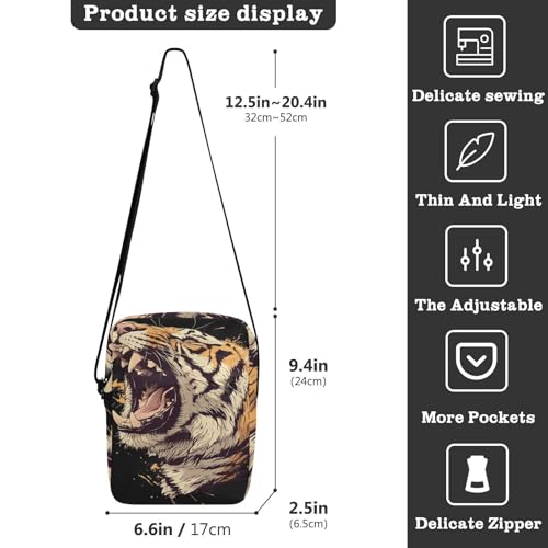 Roaring Tigers men's messenger bag men shoulder bag Cross Body Purses Adjustable Strap for outdoor sports outdoor sports3