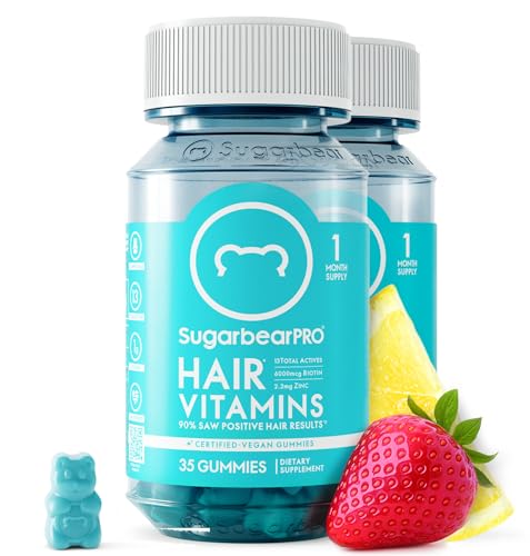 SugarbearPRO Hair Vitamin Gummy 1 Month Supply Extra Strength Biotin 6000mcg for Hair Growth Vegan Vitamin B12 MSM Inositol Omega 3 Elderberry Certified Kosher Halal Cruelty-Free product thumbnail 9