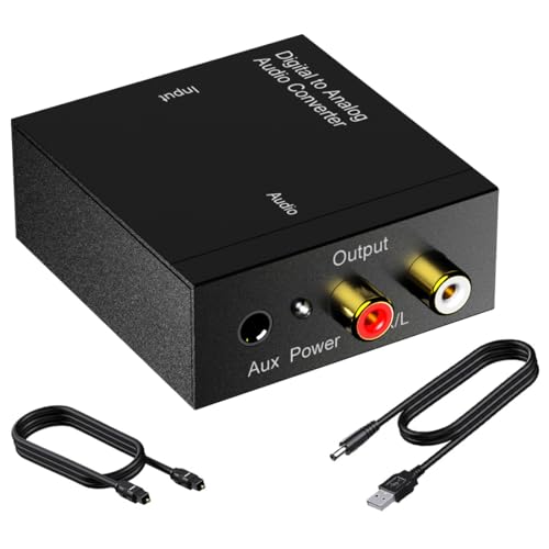 Digital to Analog Audio Converter – Convert DAC Digital SPDIF/Optical to L/R RCA & 3.5mm Jack, Ideal for PS3, HD DVD, PS4, Apple TV & Home Cinema