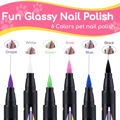 Image of OLINGYOU Dog Nail Polish, Dog Nail Polish Pens Quick Dry-6 Colors, Pet Nail Polish Set for Dogs, DIY Dogs Puppy Nails, Dog Safe Nail Polish Non Toxic, Odorless, Easy to Apply