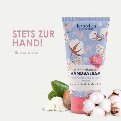 Jean & Len – Handbalsam Baumwolle & Sheabutter, Handpflege für trockene bis sehr trockene Hände, pflegt intensiv und ist dabei besonders mild, ohne Parabene und Silikone, vegan, Handcreme Tube, 75 ml – Bild 4