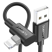 SUNGUY USB A to Lightning Cable Right Angle, 2-Pack 1.5FT 90 Degree iPhone Charger Cord for CarPlay, Gaming, Bedside & Daily Charging, for iPhone 14/13/12/11 Pro Max/XS Max/XR/XS, iPad, iPod