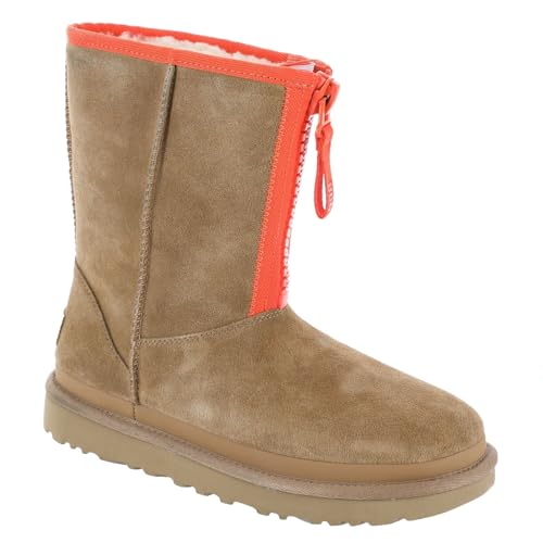 UGG Women's Classic Short Zipper Tape Logo Fashion Boot