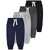 4 Pack Toddler Boys Sweatpants Cotton Toddler Boys Girls Sweatpants Pants with Pocket Drawstring