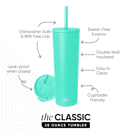 Image of Simple Modern Classic Tumbler with Straw Lid | Insulated Iced Coffee Cup Reusable Stainless Steel Water Bottle Travel Mug | Gifts for Women Men Her Him | 28oz | Tropical Wave