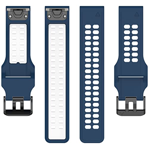 Bracelet Garmin Fenix 7 et 6 en silicone étanche 22mm bleu et blanc Miimall