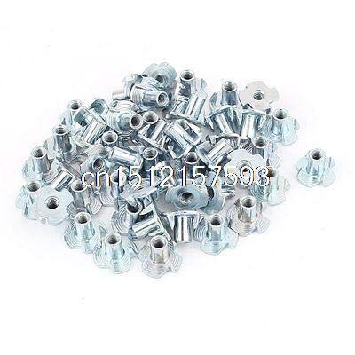 Lilianos 50Pcs 4 Prongs Zinc Plated T-Nut Tee Nut Fixing M4 x 10mm