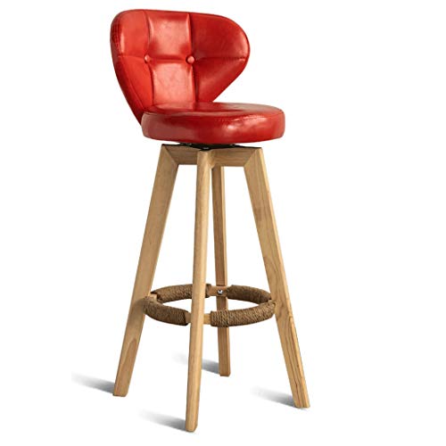 Gratis Silla Taburete de la Barra Silla de la Barra Barra de Inicio Respaldo Silla de Madera Maciza giratoria Taburete Alto Transpirable (Color : Red, Size : Wooden Shelf)