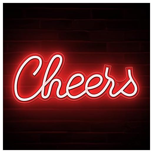 Lumoonosity Cheers Neon Sign - Cheers Sign for Bar, Pub, Party - Premium Acrylic Cheers Neon Sign for Wall Decor - Hanging Cheers LED Light for Business - USB Powered 13 x 5.1 Inch Red Bar Neon Sign